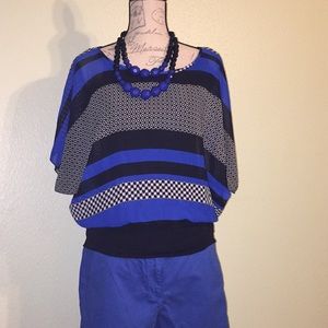 Colorful blouse black and magic blue